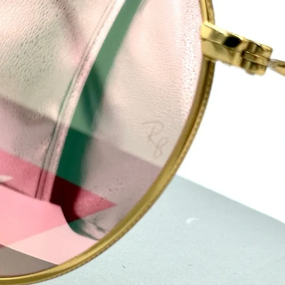 Round Lens Ray-Ban Sunglasses Pink Mirror Lens Matte Gold 